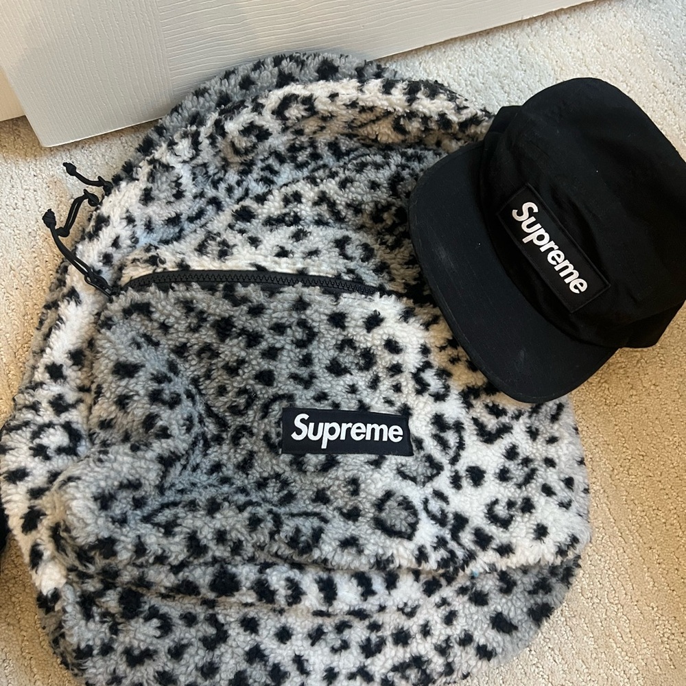 Supreme Black and White Leopard Print Backpack